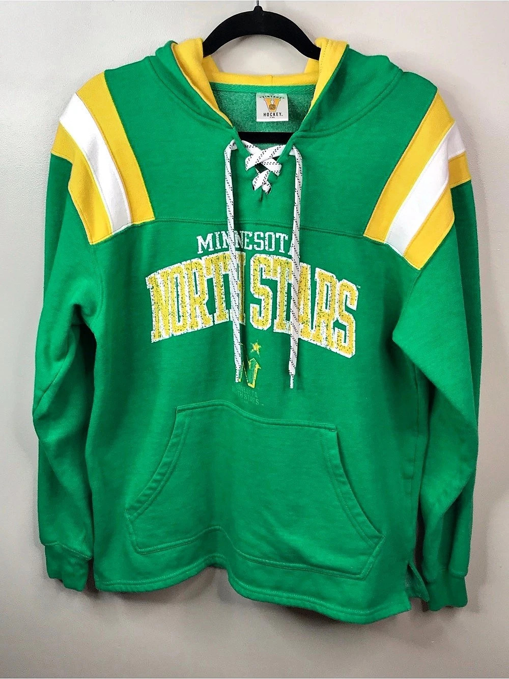 Vintage Hockey Minnesota North Stars Hoodie Green & Yellow Medium
